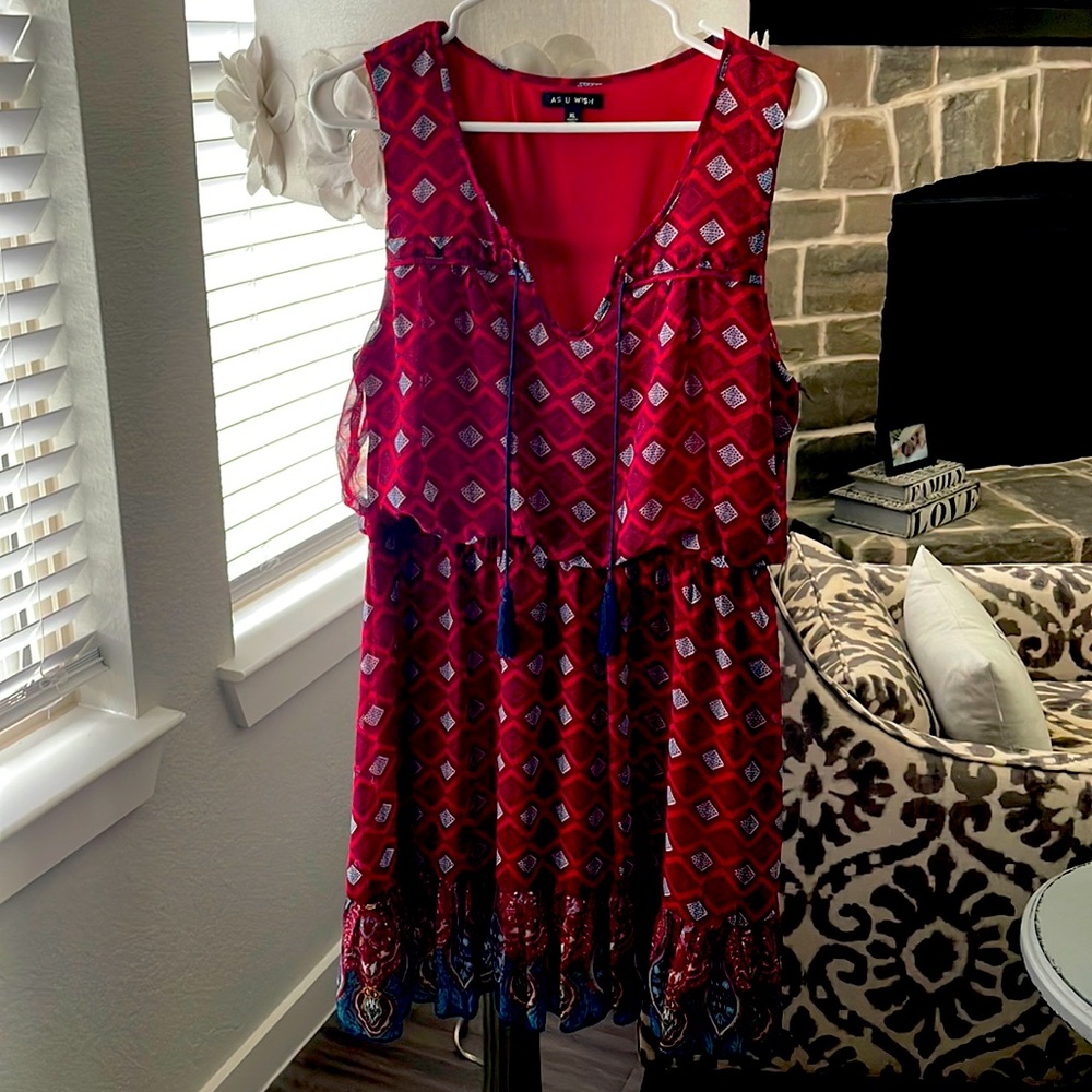 Red and navy lined dress